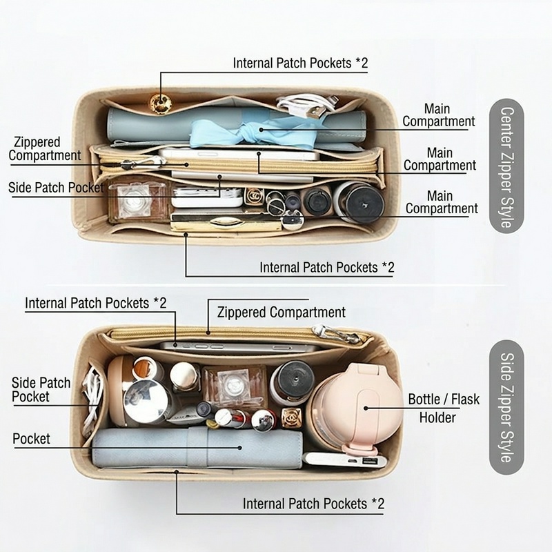 Women Felt Insert Bag Purse Or - Luxury Skincare And Makeup Brands review and price